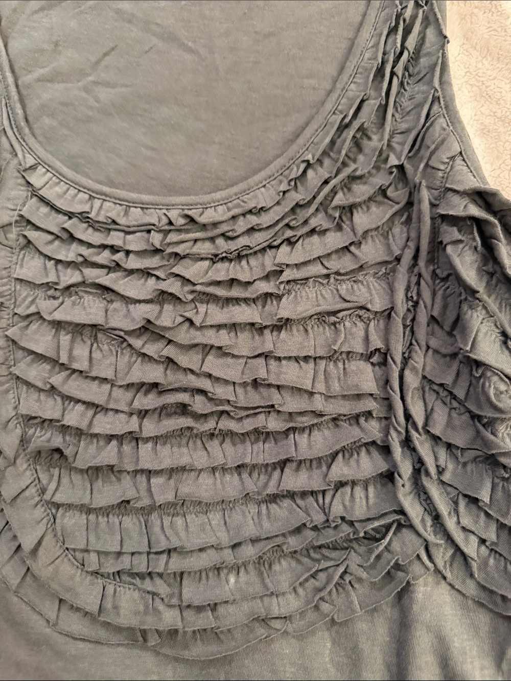 GAP Soft Grey Ruffle Front Tank Top - Picture 2 of 5